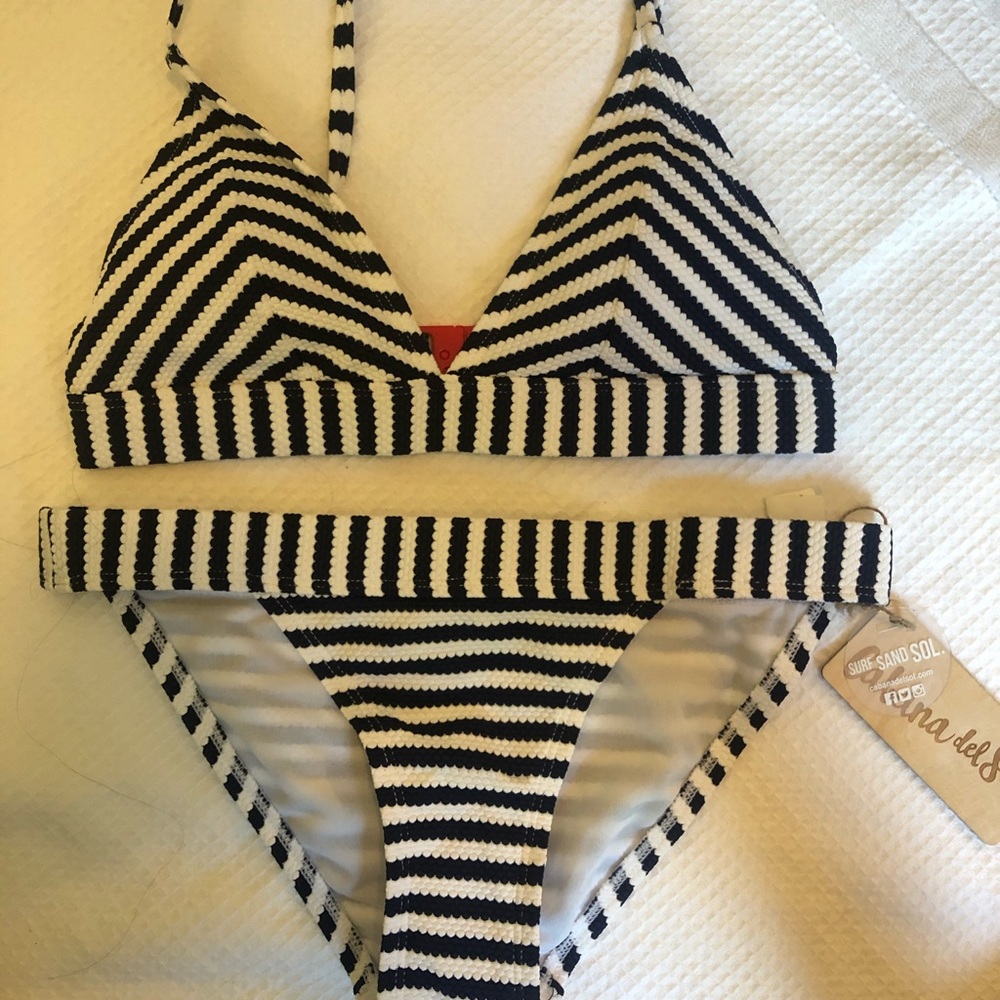 Navy and white bikini